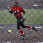 Marysville Pilchuck&rsquo;s Lilianne Fischer delivers a pitch during the 3A District 1 third-place game against Glacier Peak on Thursday at Phil Johnson Fields in Everett.