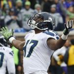 The Seahawks&rsquo; Eric Pinkins (47) celebrates a tackle against the Vikings during a game this past season in Minneapolis. Pinkins is competing to be Seattle&rsquo;s starting strong-side linebacker this season.