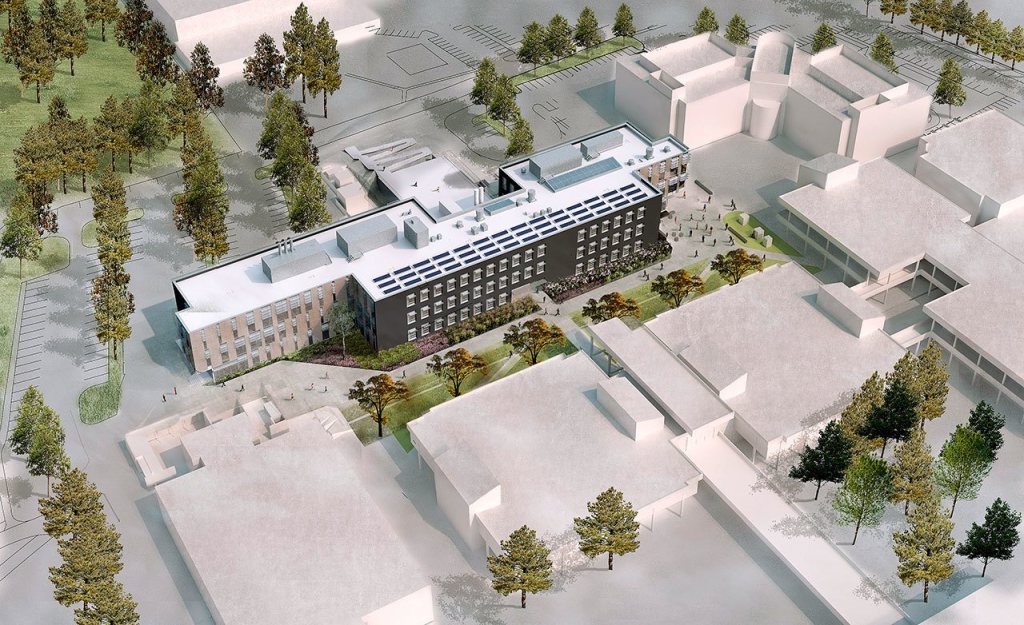 The three-story-tall Science, Engineering and Technology Building at Edmonds Community College is designed to be 70,000-square-feet in size. Cost is estimated at $35 million.