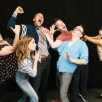 From left, Tami Sagher, Gillian Jacobs, Keegan-Michael Key. Mike Birbiglia, Chris Gethard and Kate Micucci appear in a scene from Mike Birbiglia&rsquo;s &ldquo;Don&rsquo;t Think Twice,&rdquo; which lovingly dramatizes the communal but competitive lives of a fictional improv troupe. (TFA)