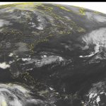 Hurricane Earl (lower left), bypasses the U.S. and begins to make landfall over Belize on Thursday. (NOAA/Weather Underground)