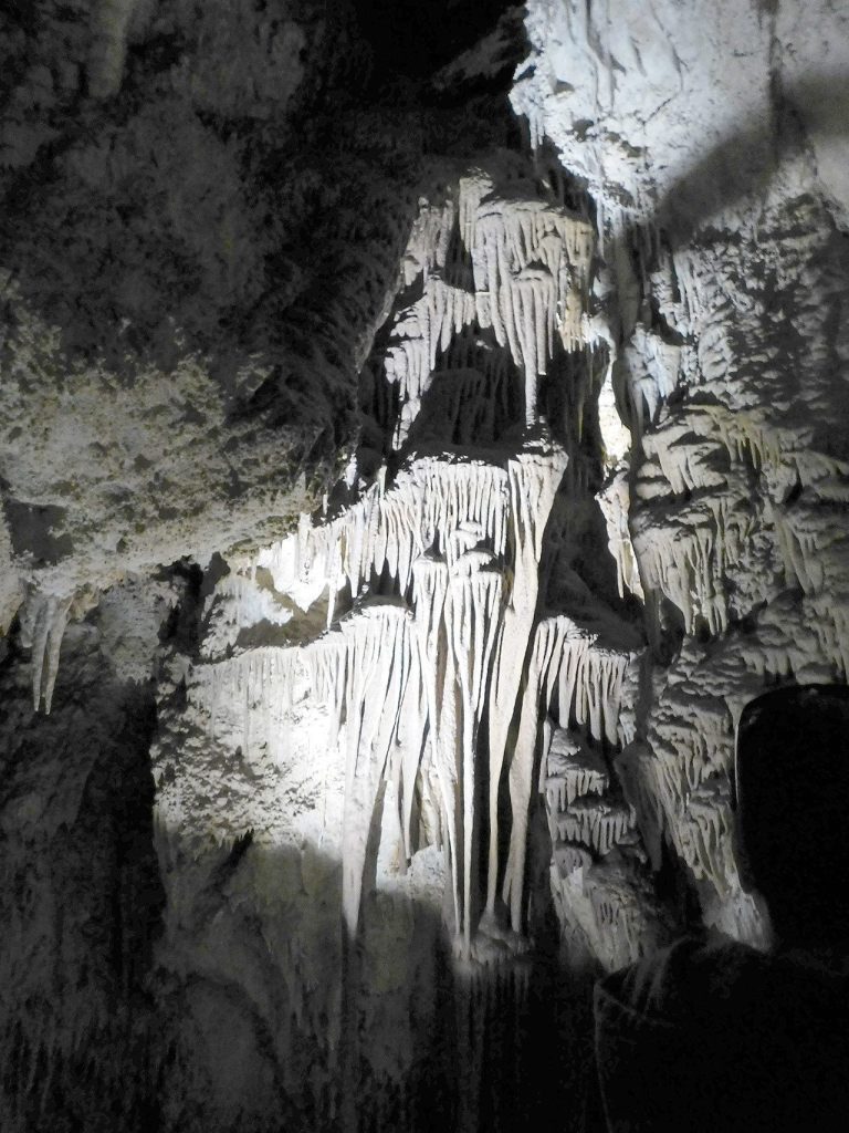 Some of the limestone inside the cave resembles ribbons. (Photo by Doug Parry)