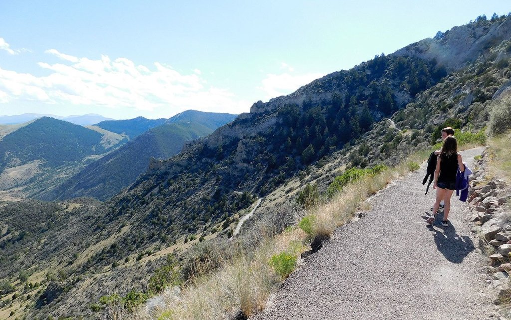 The trail up to the cavern entrance offers views of the park and surrounding mountainsides. (Photo by Doug Parry)