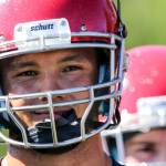 Collin Montez during the first day of practice at Archbishop Murphy High School on Wednesday afternoon in Everett . Montez, the former Marysville Getchell standout running back, transferred for his senior year. (Kevin Clark / The Herald)
