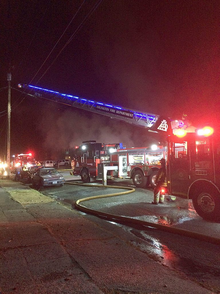 Fire crews remained on the scene for several hours to extinguish hot spots. (City of Arlington)