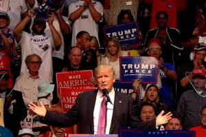 Trump fills an arena and promises a fulfilled nation