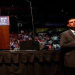 Trump brings his appealing swagger to a very blue state