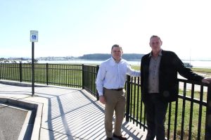 Jim Roe, of Roe Family Facilities (right), and Joe Sladich, the company&rsquo;s community-development director, stand near where they and a partner propose building a 60,000-square-foot mixed-use rehabilitation center.
