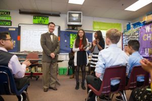 UW Bothell Chancellor Bjong Wolf Yeigh encourages students, especially girls, at Voyager Middle School in Everett to consider studying STEM, or Science, Technology, Engineering and Mathematics courses.