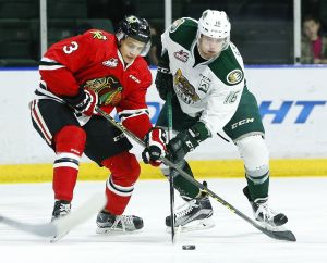 Carson Stadnyk returned Saturday and scored twice. Here he is picture during Wednesday&rsquo;s win against Portland.