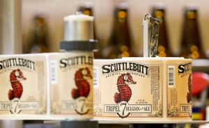Labels ready for bottles Thursday morning at the Scuttlebutt Brewery.
