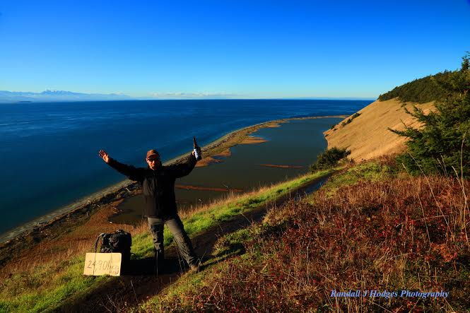 Goal achieved to reach 24,901 miles, the circumference of Earth, on Ebey&rsquo;s Bluff on the Ebey&rsquo;s Landing Trail on Whidbey Island.