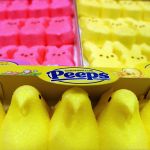 ** ADVANCE FOR TUESDAY, APRIL 15 **Boxes of Marshmallow Peeps are lined up at the Just Born factory in Bethlehem, Pa., on April 2, 2003. Just Born Inc. is celebrating its 50th year of adorning Easter baskets and satisfying sweet tooths with the colorful confections. (AP Photo/Rick Smith)