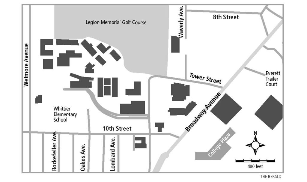 Everett Community College&rsquo;s eastward expansion and WSU&rsquo;s new University Center have become the most visible signs of change along north Broadway. (The Herald)