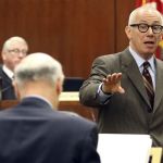 Attorney Donald Wackerman gives his opening statement in defense of his client, David Morgan, on Wednesday morning at the Snohomish County Courthouse in Everett.