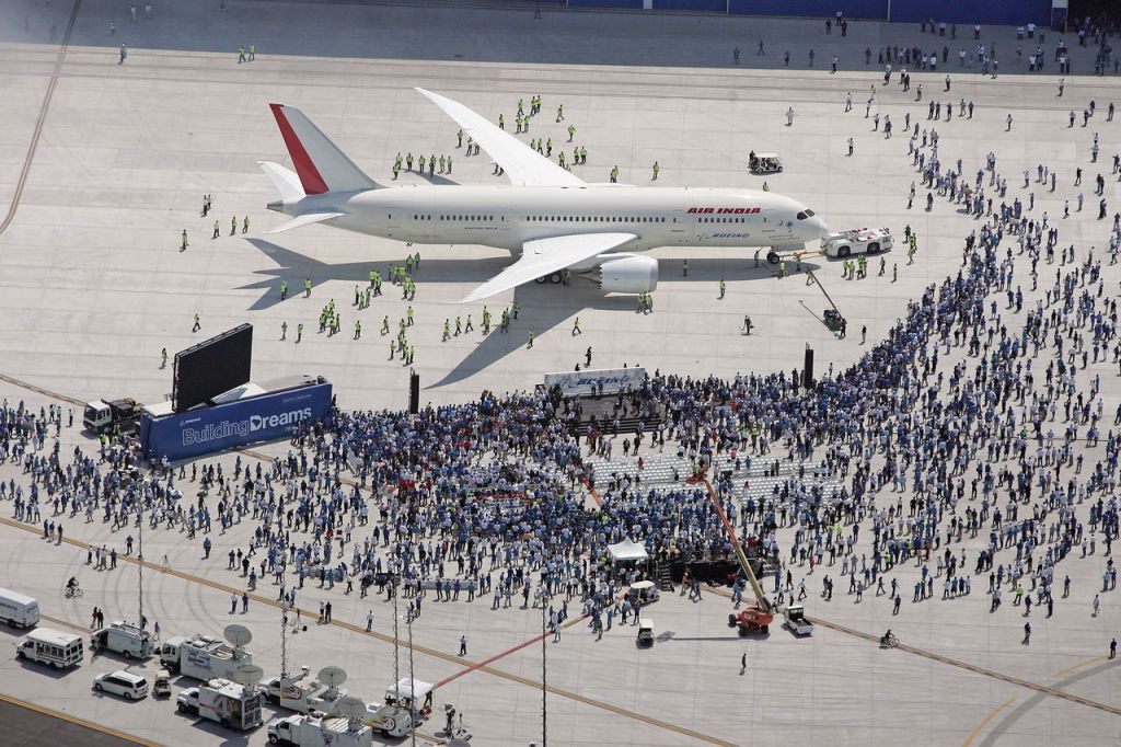 Boeing rolls out the first 787 assembled in South Carolina on April 27, 2012 in North Charleston, S.C.