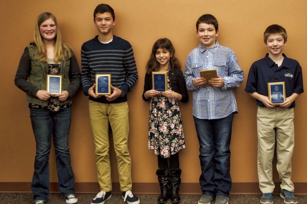 The Stanwood-Camano Island Rotary recently named its Students of the Quarter: (from left) Emma Bartlett and Shintaro Wilcox, Stanwood Middle School; Belle Rose and Conner Jacobsen, Stanwood Elementary School; and Orin Osburn, Utsalady Elementary School. Not pictured: Ana Marriott, Utsalady.