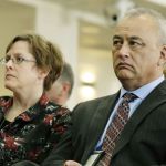 Washington state Corrections Secretary Dan Pacholke (right) and Deputy Secretary Jody Becker-Green listen to testimony in February in Olympia during a Senate Law and Justice Committee hearing.