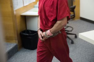 John Charlton appeared in court at the King County Jail in Seattle on Tuesday. He was arrested for investigation of homicide after human remains were found over the weekend in a homeowner&rsquo;s recycling bin. Photographers were not allowed by the court to photograph Charlton&rsquo;s face.