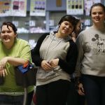 Everett High School bowling team members (from left) Candice Goldfinch, Christina Durr and Rhiannon Whitehead watch a teammate during a practice Tuesday at Evergreen Lanes in Everett.