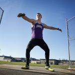 Kamiak track and field athlete Tim Beard prepares to throw during the discus event of a meet at Mariner High School on Thursday, March 31, 2016.
