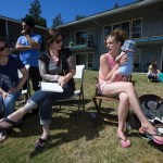 Andy Bronson / The Herald                                At YWCA&rsquo;s Trinity Place in Lynnwood, registered nurses Libby Church and Natalie Anderson, of UW Bothell&rsquo;s School of Nursing and Health Studies, listen to resident Bonnie Geveshausen, right, talk about health concerns.