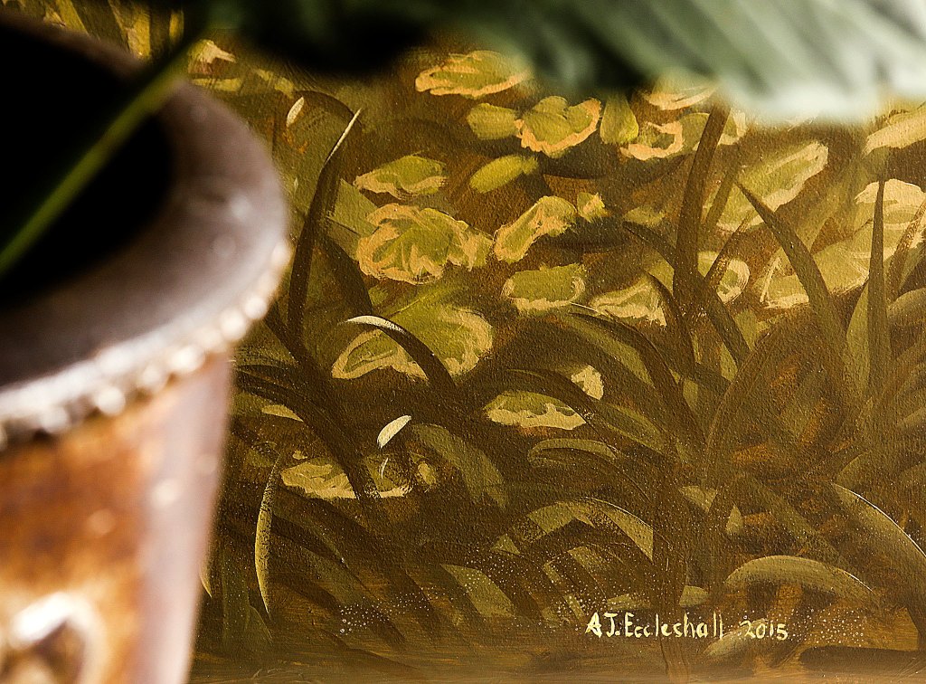 Andy Eccleshall signed and dated the mural in a lower, right corner space near a large potted plant and the main entry. (Dan Bates/The Herald)