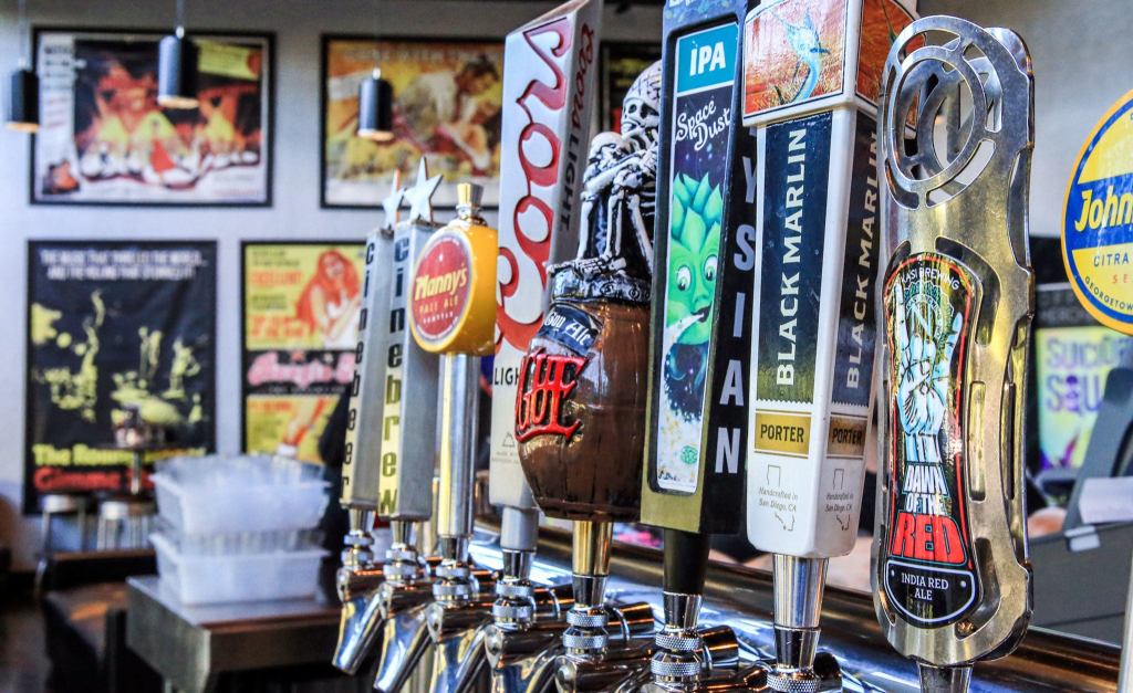 Beers on tap at Cinebarre. (Kevin Clark / The Herald)