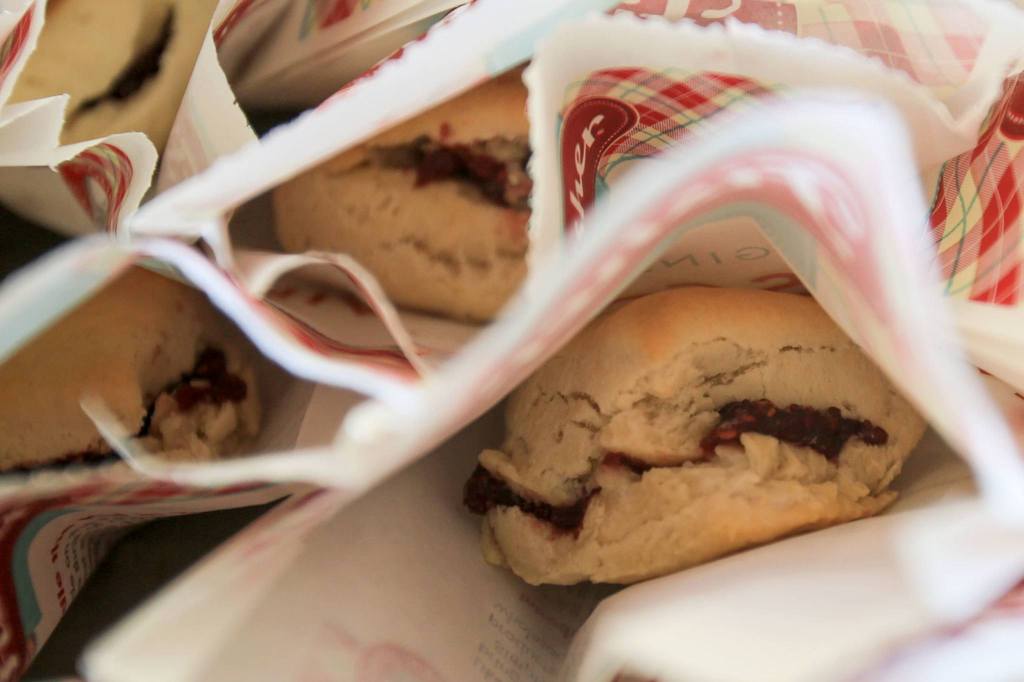 Fisher scones, a fair staple, await customers on the first day of theEvergreen State Fair. (Kevin Clark / The Herald)