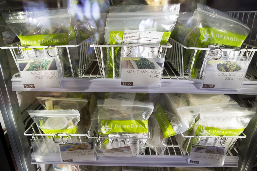 Frozen side dishes compliment the meals prepared by customers in house at Dream Dinners locations. (Ian Terry / The Herald)