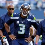 Seahawks quarterback Russell Wilson walks off the field after being injured against the 49ers in the second half of a game this past Sunday in Seattle. (AP Photo/Ted S. Warren)