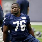 Seahawks offensive lineman Germain Ifedi works out during rookie minicamp May 8 in Renton. (AP Photo/Elaine Thompson)