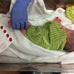 The great-grandson of Dr. Robert and Margaret Guthrie receives the newborn screening test in 2014. (Courtesy of the Guthrie Family)