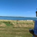 An aerospace engineer guides a test drone making a UPS delivery to Children&rsquo;s Island in Marblehead, Massachusetts, on Thuradsy. (AP Photo/Rodrique Ngowi)