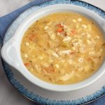 Creole-spiced fresh corn and crab soup. (Photo by Deb Lindsey for The Washington Post)