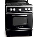 Retro-looking appliances, natural fibers and bold graphic prints are all having their day in the sun. Pictured, 36-inch Retro Stove in black ($5,795, bigchill.com). (Big Chill)