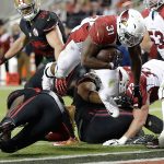 Cardinals running back David Johnson (31) scores a touchdown against the 49ers during the second half of a game Thursday in Santa Clara, Calif. (AP Photo/Marcio Jose Sanchez)