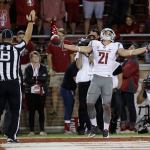 Washington State wide receiver River Cracraft (21) celebrates after a touchdown catch against Stanford during the second half of a game Saturday in Stanford, Calif. (AP Photo/Marcio Jose Sanchez)