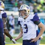 Washington quarterback Jake Browning (3) leads the nation in touchdown passes and passing efficiency. (AP Photo/Thomas Boyd)