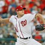 Washington&rsquo;s Max Scherzer, shown here working against Los Angeles in Game 1 of the NLDS on Oct. 7, will be on the mound again as the Nationals try to close out the Dodgers in the deciding Game 5 on Thursday in Washington. (AP Photo/Pablo Martinez Monsivais)