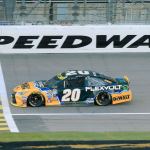 Matt Kenseth finishes a qualifying lap at Kansas Speedway in Kansas City, Kan. on Friday, where he won the pole for Sunday&rsquo;s Sprint Cup race. (AP Photo/Orlin Wagner)