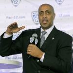 Washington men&rsquo;s basketball coach Lorenzo Romar answers questions during Pac-12 media day on Friday in San Francisco. The Huskies were picked to finish sixth in the league by a panel of media members. (AP Photo/Eric Risberg)