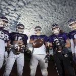 Lake Stevens players (from left) Anthony Hutchinson, Austin Murren, Blake May, Hunter Eckstrom and Jake Rasmussen have been part of a core group of offensive players that have helped lead the Vikings to dominant victories this season. (Ian Terry / The Herald)