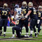 Saints wide receiver Brandin Cooks (10) celebrates his touchdown reception in the second half of a game against the Seahawks on Saturday in New Orleans. (AP Photo/Butch Dill)