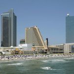 From left, the Trump Taj Mahal Casino, the Showboat Casino Hotel and the Revel Casino Hotel in Atlantic City, New Jersey. The Trump Taj Mahal opened 26 years ago, but it closed on Monday. (AP Photo/Mel Evans)