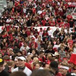 Snohomish High School students walk in the annual Serpentine Parade in Snohomish on Friday. (Andy Bronson / The Herald)