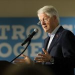 Former President Bill Clinton speaks while campaigning on behalf of his wife, Democratic presidential nominee Hillary Clinton, at the Western Reseve Building Trade Hall in Youngstown, Ohio. (Nikos Frazier /The Vindicator via AP)