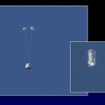 In this image made from video, the New Shepard capsule, left, prepares to return to the ground as its booster rocket continues upwards during a test of the escape system in west Texas on Wednesday. The escape system is designed to save lives if something goes wrong with the rocket during liftoff. (Blue Origin via AP)