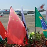 Chinese President Xi Jinping&rsquo;s Air China Boeing 747 arrives in Goa, India, on Oct. 15. (AP Photo/Anupam Nath)