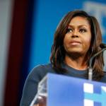 First lady Michelle Obama speaks during a campaign rally for Democratic presidential nominee Hillary Clinton on Thursday in Manchester, New Hampshire. (AP Photo/Jim Cole)